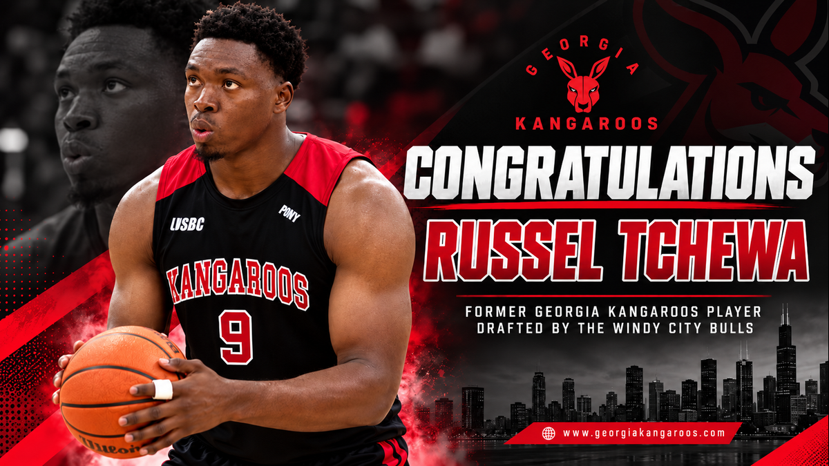 Georgia Kangaroos congratulate former player Russel Tchewa on being drafted by the Windy City Bulls in the 2026 NBA G League Draft.